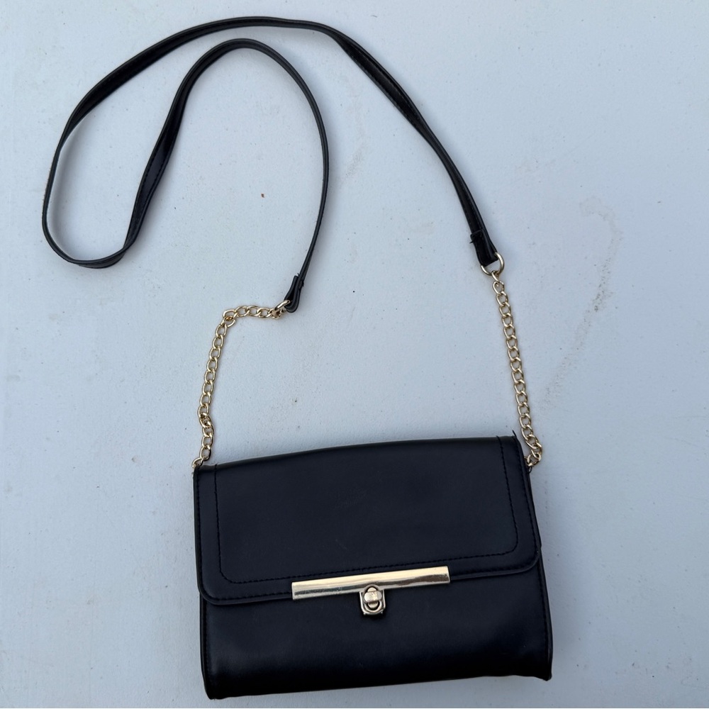 a new day Black Crossbody Bag with Gold Chain